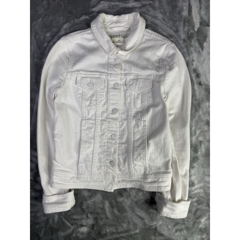 KATE SPADE New York Womens Jacket Broome Street Denim White Small USA Fits XXS
